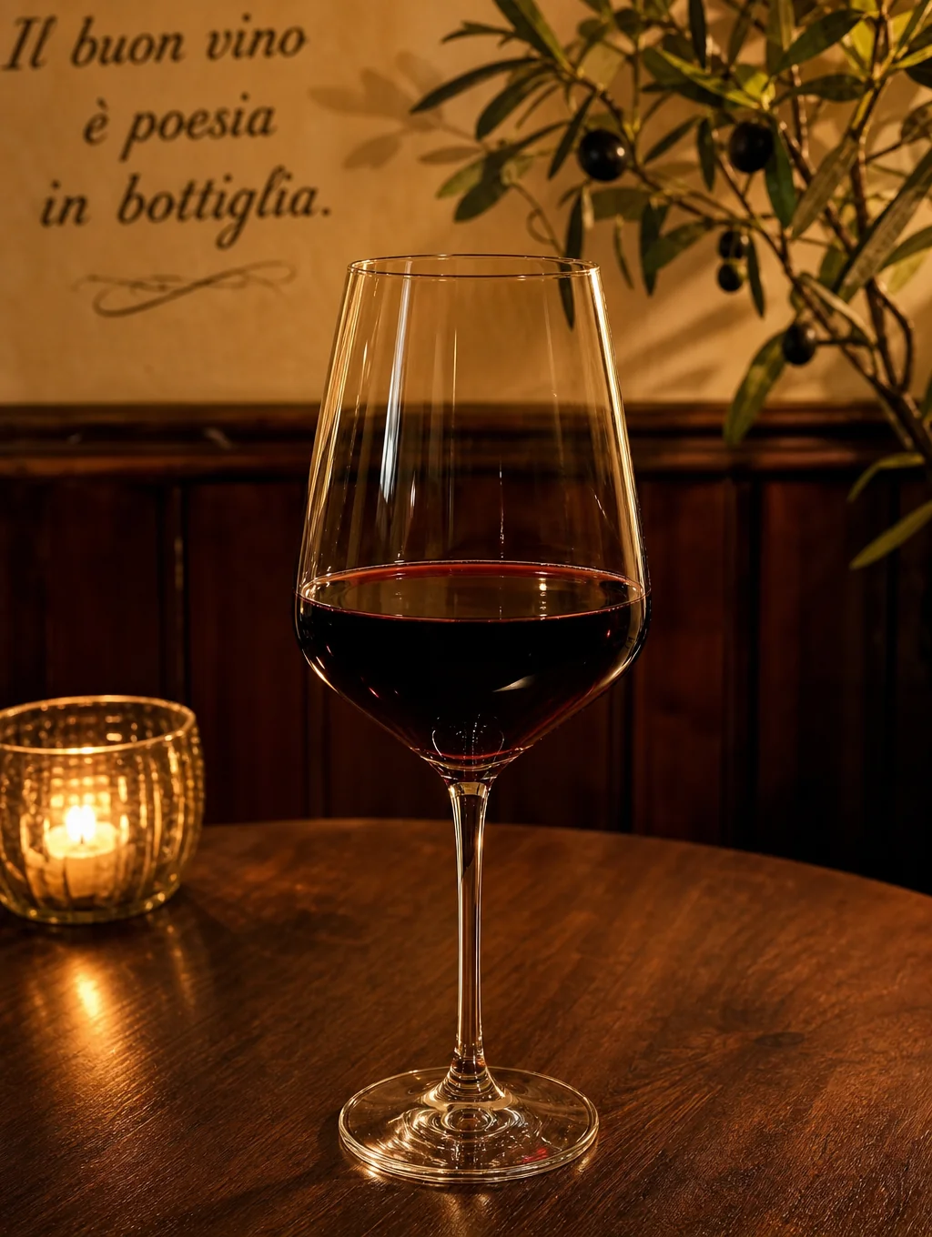 Deep ruby Brunello in crystal glassware