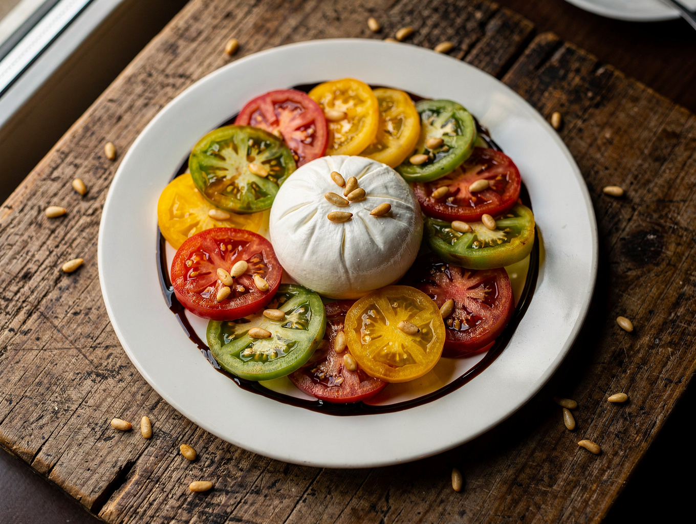 Creamy burrata with heirloom tomatoes