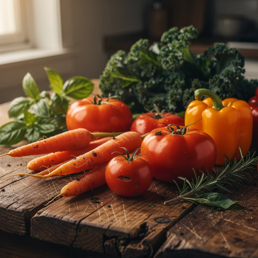 Fresh seasonal vegetables and herbs sourced from local farms